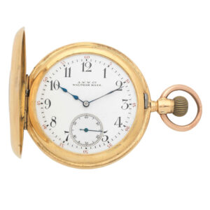 American 18K gold half hunting cased keyless lever Circa 1900