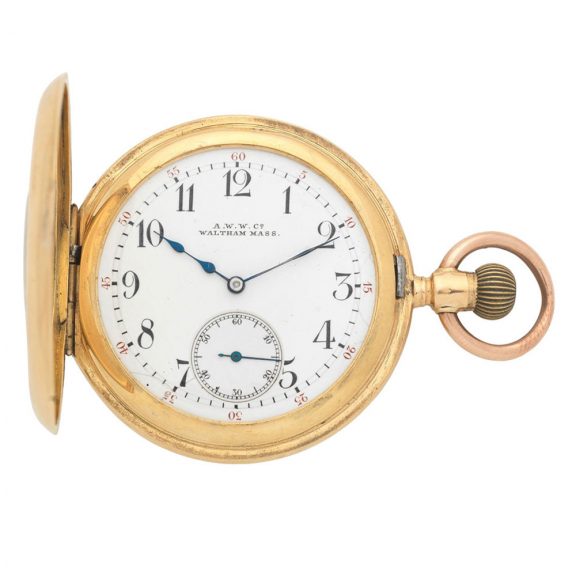 American 18K gold half hunting cased keyless lever Circa 1900