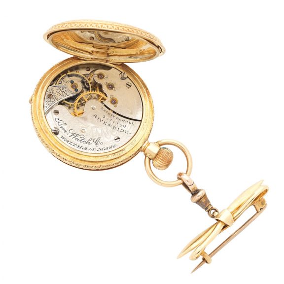 American gold, enamel and diamond set ladies' watch Circa 1891 American gold, enamel and diamond set ladies' watch Circa 1891