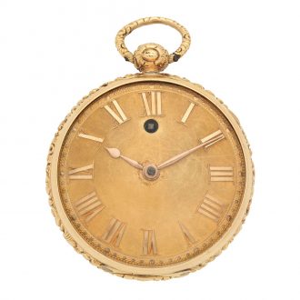 Scottish 18K gold open faced key wind verge watch Circa 1822