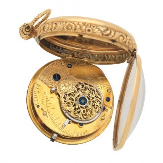 Scottish 18K gold open faced key wind verge watch Circa 1822
