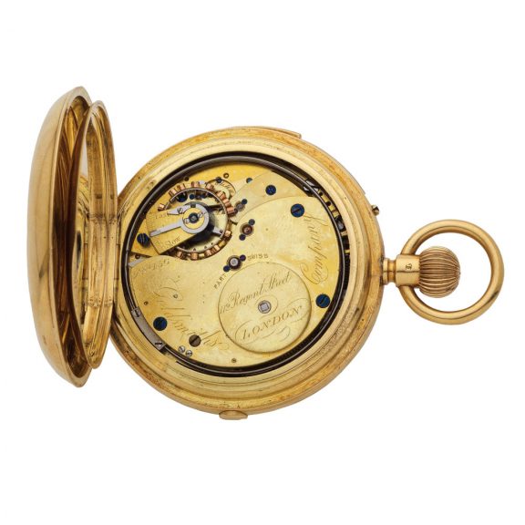 English 18K gold quarter repeating chronograph Circa 1900 English 18K gold quarter repeating chronograph Circa 1900