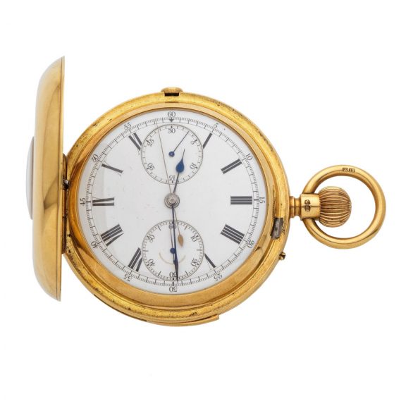 English 18K gold quarter repeating chronograph Circa 1900 English 18K gold quarter repeating chronograph Circa 1900