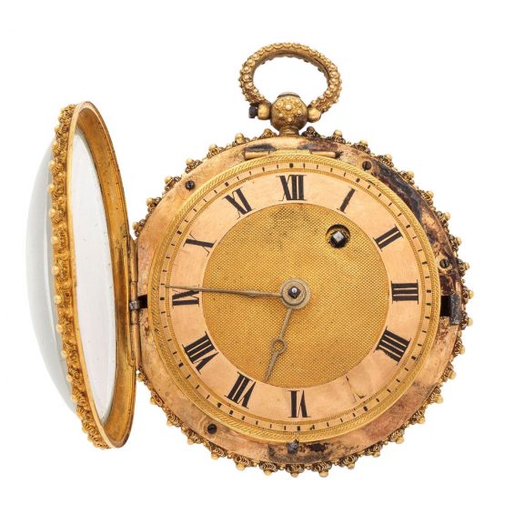 Fine French 18 carat gold, enamel and hardstone set watch Circa 1830 Fine French 18 carat gold, enamel and hardstone set watch Circa 1830