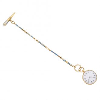 Small Swiss 18K gold and enamel cylinder watch Circa 1880 Small Swiss 18K gold and enamel cylinder watch Circa 1880