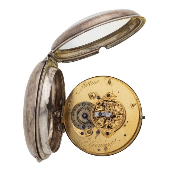 Swiss silver verge watch with hidden erotic scene Circa 1780 Swiss silver verge watch with hidden erotic scene Circa 1780