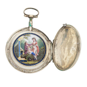 Swiss silver verge watch with hidden erotic scene Circa 1780