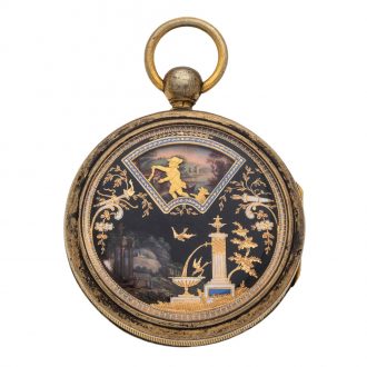 Swiss gilt and enamel key wind verge automaton Circa 1810