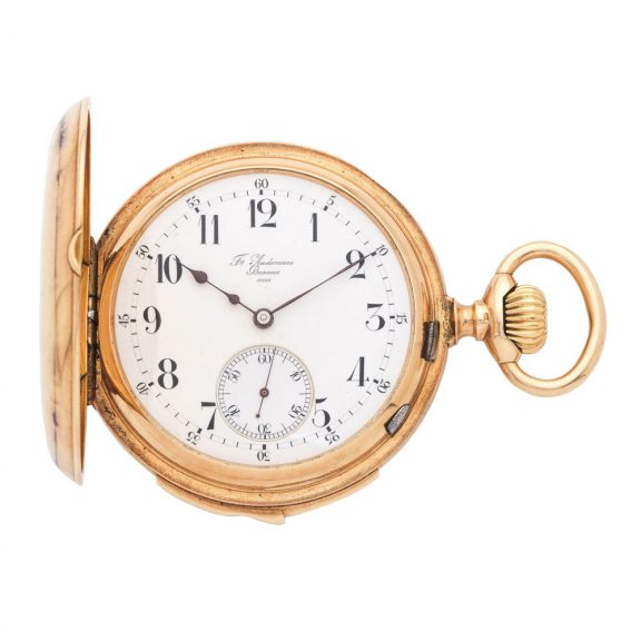 Swiss gold half hunting cased minute repeater Circa 1890 Swiss gold half hunting cased minute repeater Circa 1890