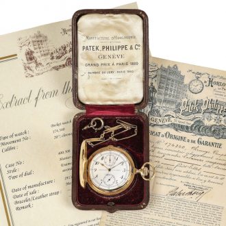 Swiss 18K gold hunting cased lever chronograph Circa 1913