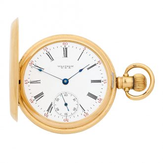 American 18 carat gold hunting cased keyless watch Circa 1923