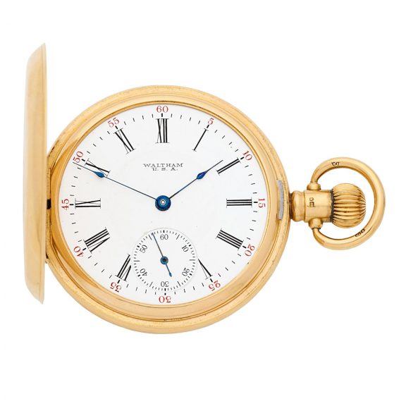 American 18 carat gold hunting cased keyless watch Circa 1923