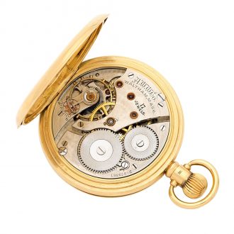 American 18 carat gold hunting cased keyless watch Circa 1923