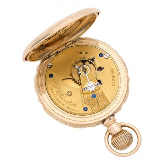 Fine American 14K gold hunting cased lever watch Circa 1883