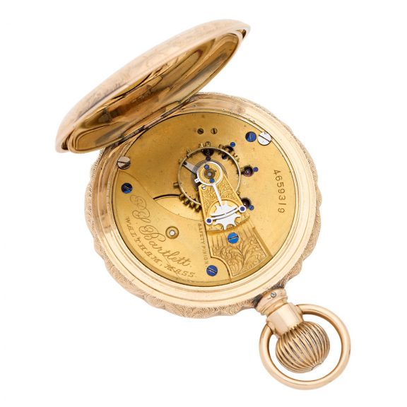 Fine American 14K gold hunting cased lever watch Circa 1883 Fine American 14K gold hunting cased lever watch Circa 1883