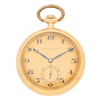 Swiss 18 carat gold open faced keyless lever watch Circa 1915