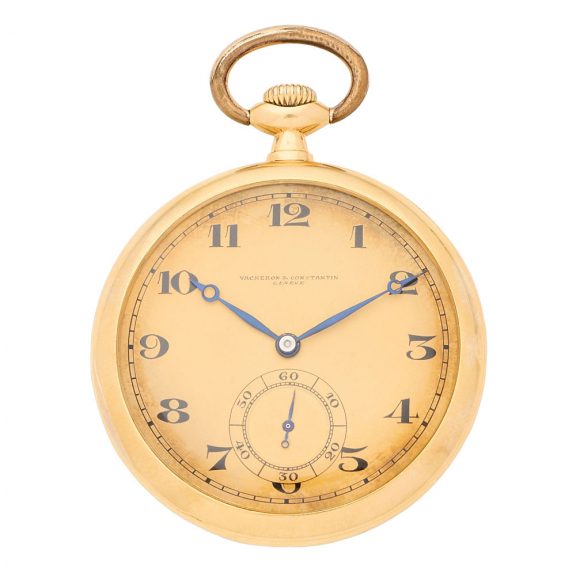 Swiss 18 carat gold open faced keyless lever watch Circa 1915