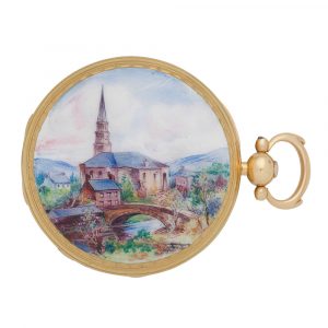 English 18 carat gold and enamel key wind watch Circa 1823