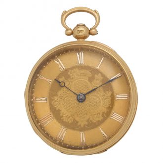 English 18 carat gold and enamel key wind watch Circa 1823
