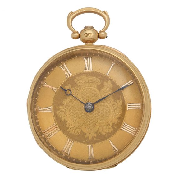 English 18 carat gold and enamel key wind watch Circa 1823 English 18 carat gold and enamel key wind watch Circa 1823