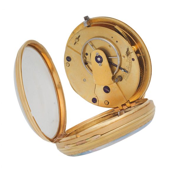 English 18 carat gold and enamel key wind watch Circa 1823 English 18 carat gold and enamel key wind watch Circa 1823
