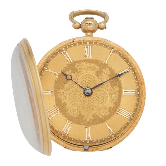 English 18 carat gold and enamel key wind watch Circa 1823 English 18 carat gold and enamel key wind watch Circa 1823