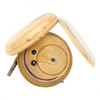 English 18K gold open faced key wind watch Circa 1873