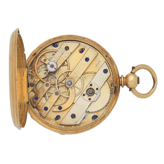 English 18K gold open faced key wind watch Circa 1850 English 18K gold open faced key wind watch Circa 1850