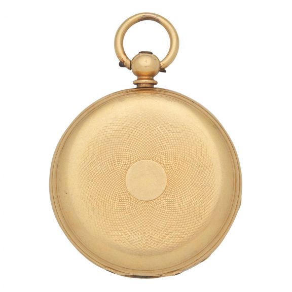 English 18K gold open faced key wind watch Circa 1850 English 18K gold open faced key wind watch Circa 1850