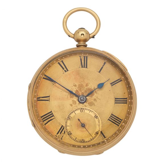 Fine English 18 carat gold open faced lever watch Circa 1873 Fine English 18 carat gold open faced lever watch Circa 1873