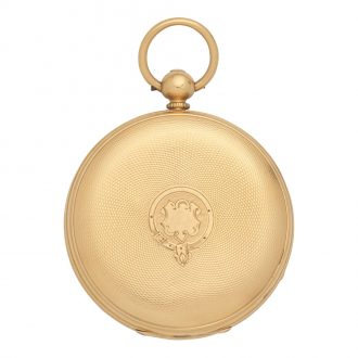 Fine English 18 carat gold open faced lever watch Circa 1873