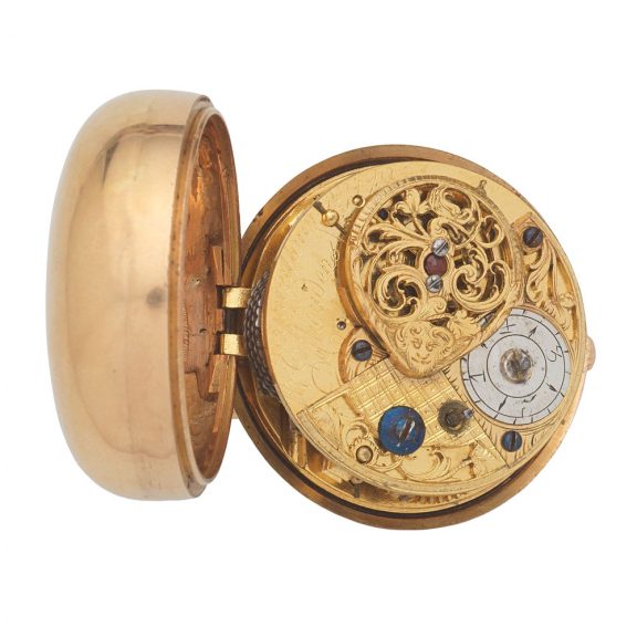 Swiss gold, enamel and stone set pair cased verge Circa 1815 Swiss gold, enamel and stone set pair cased verge Circa 1815