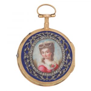 Swiss gold, enamel and stone set pair cased verge Circa 1815