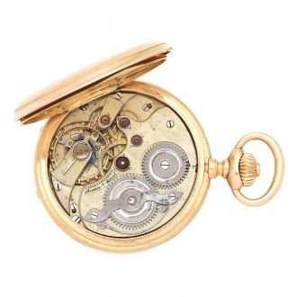 Swiss 18K gold hunting cased keyless pocket watch Circa 1880