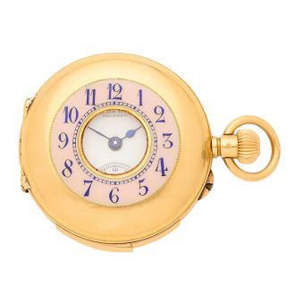 Swiss 18 carat gold half hunting cased repeating watch Circa 1900