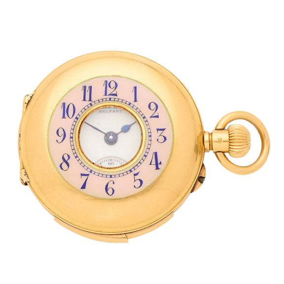 Swiss 18 carat gold half hunting cased repeating watch Circa 1900