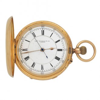 English 18K gold hunting cased keyless watch Circa 1910