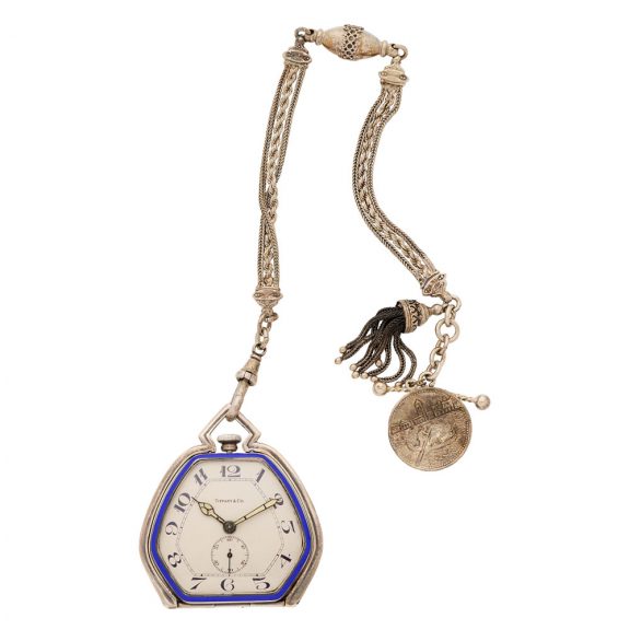 Fine American silver and enamel tonneau shaped watch Circa 1920