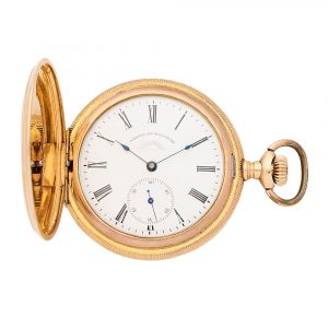 American 14 carat gold hunting cased keyless lever Circa 1898