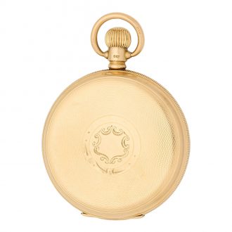 American 18 carat gold hunting cased keyless lever Circa 1919