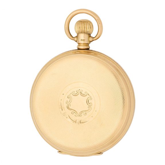 American 18 carat gold hunting cased keyless lever Circa 1919 American 18 carat gold hunting cased keyless lever Circa 1919