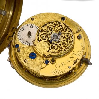 English 18K gold, enamel and seed pearl set watch Circa 1795