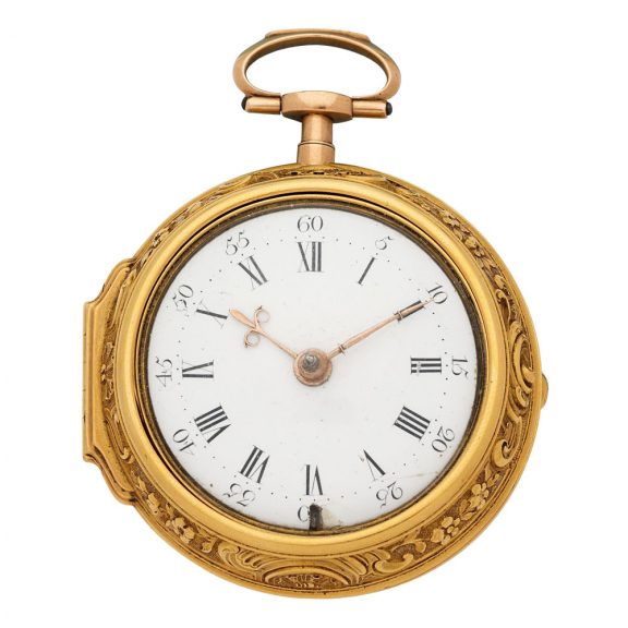 English 18 carat gold pair cased verge repoussé watch Circa 1797 English 18 carat gold pair cased verge repoussé watch Circa 1797