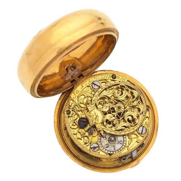 English 18 carat gold pair cased verge repoussé watch Circa 1797 English 18 carat gold pair cased verge repoussé watch Circa 1797