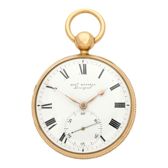 English 18K gold open faced lever pocket watch Circa 1822