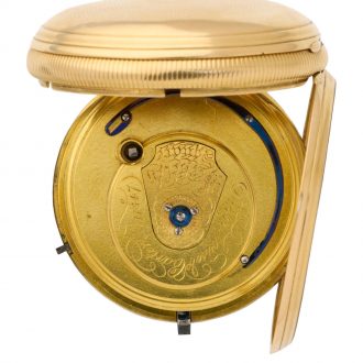 English 18 carat gold key wind cylinder pocket watch Circa 1819 English 18 carat gold key wind cylinder pocket watch Circa 1819
