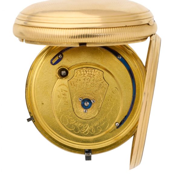 English 18 carat gold key wind cylinder pocket watch Circa 1819 English 18 carat gold key wind cylinder pocket watch Circa 1819