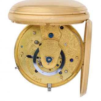 English 18 carat gold key wind cylinder pocket watch Circa 1819 English 18 carat gold key wind cylinder pocket watch Circa 1819