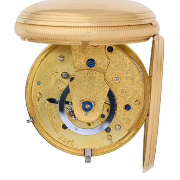 English 18 carat gold key wind cylinder pocket watch Circa 1819 English 18 carat gold key wind cylinder pocket watch Circa 1819