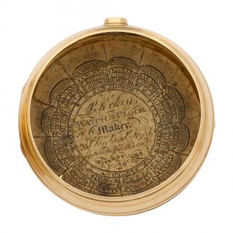 English 18 carat gold key wind duplex pocket watch Circa 1825